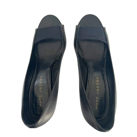 Marc Jacobs Women's Sz 37 (US 6.5) Black Peep-Toe Pumps Heels Made In Italy - Picture 3 of 12